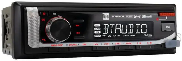 Main image of MXD140B Marine Stereo with Built-in Bluetooth | Single DIN 8-Character Sunlight-Readable LCD Display | Weatherproof | AM/FM Stereo Receiver | USB Port with 2.1 A Charging | Black