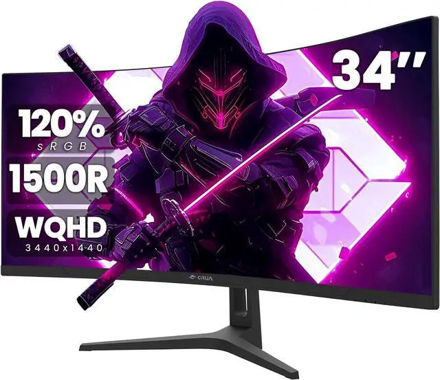 Main image of 34Inch Ultrawide Gaming Monitor, WQHD(3440 * 1440P) 144Hz/165Hz Curved Monitor,120% sRGB, Computer Monitor that Supports AMD Freesync, Wall Mountable Installs(HDMI, DP)-Black