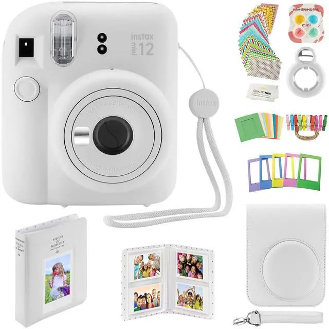 Main image of Instax Mini 12 Instant Camera with Case, Decoration Stickers, Frames, Photo Album and More Accessory kit (Clay White)