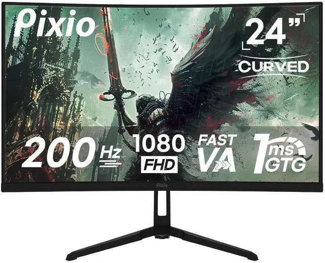 Main image of PXC248 Wave 24 inch 200Hz Refresh Rate FHD 1080p Resolution 1500R Curve Fast VA Panel 1ms GTG Response Time Adaptive Sync HDR Curved Gaming Monitor