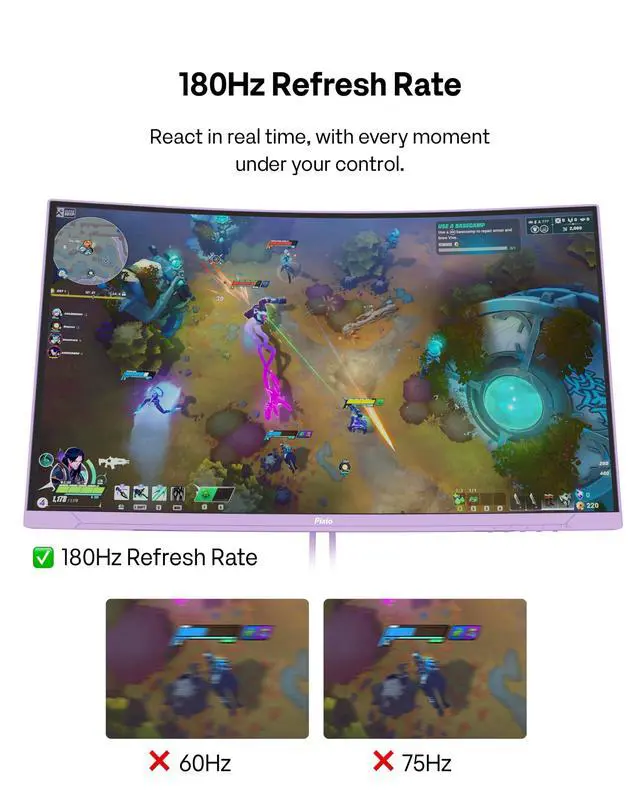 Alt view image 3 of 4 - PXC278 Wave Purple 27 inch 180Hz Refresh Rate QHD 1440p Resolution 1650R Curved Fast VA Panel 1ms GTG Response Time Adaptive Sync HDR Curved Gaming Monitor