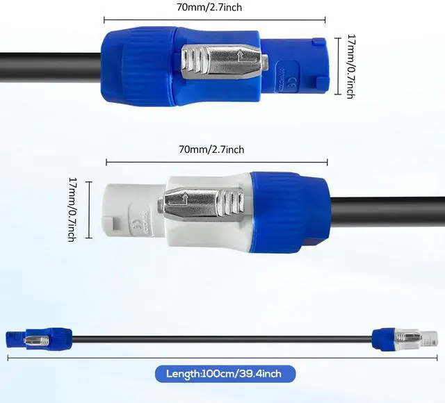 Alt view image 2 of 4 - 5Pack PowerCon Power Cable AC PowerCon Input to Output 12AWG 3 Pin Power Extension Cable for LED Screen Beam Moving Head Light, Stage Light Power,Audio Video Equipment and More-3FT