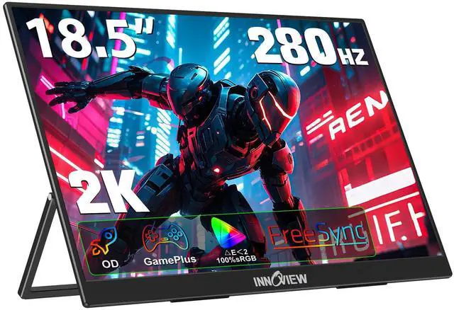 Main image of 18.5 Inch 280Hz Portable Gaming Monitor,2K QHD 100% sRGB Portable Monitor Gameplus HDR FreeSync Laptop Monitors,Portable Screen for PC Phone Game Console