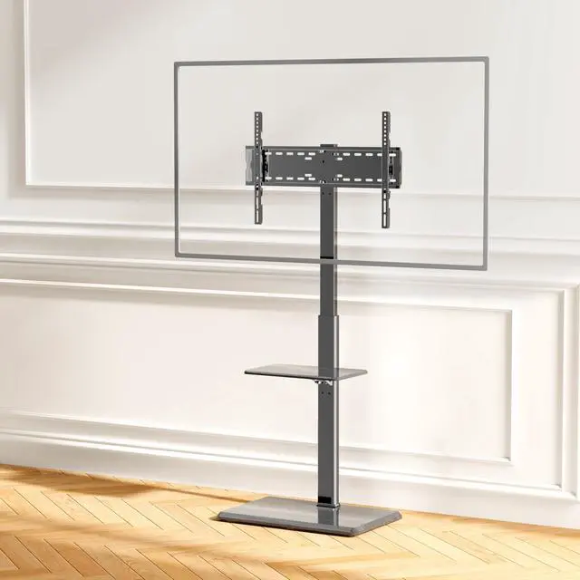 Alt view image 2 of 4 - Universal Floor TV Stand,TV Floor Mount Stand with Removable Shelf for 32-75 inch TV up to 110 lbs, Swivel and Height Adjustable Tall TV Stand for Bedroom,Office(TCP01-2-M-A02)