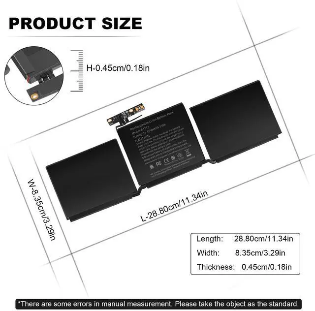 Alt view image 3 of 4 - A1708 Battery Replacement for MacBook Pro 13 inch A1708(Late 2016, Mid 2017) A2159(2019) A2289(2020) A2338(2020,2022) A1713 A2171 EMC 2978 EMC 3164 MPXQ2LL/A MLL42LL/A MLUQ2LL/A