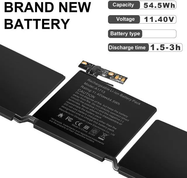 Alt view image 4 of 4 - A1708 Battery Replacement for MacBook Pro 13 inch A1708(Late 2016, Mid 2017) A2159(2019) A2289(2020) A2338(2020,2022) A1713 A2171 EMC 2978 EMC 3164 MPXQ2LL/A MLL42LL/A MLUQ2LL/A
