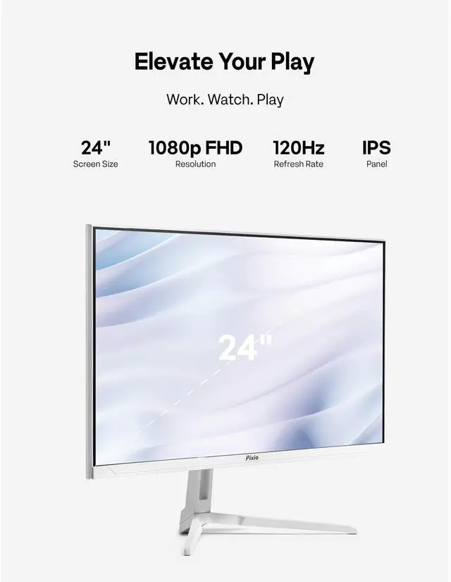 Alt view image 3 of 6 - PX246 Wave White 24 inch 120Hz Refresh Rate FHD 1080p Resolution IPS Panel 4ms GTG Response Time Gaming Monitor with Adaptive Sync
