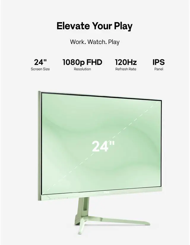 Alt view image 3 of 6 - PX246 Wave Mint Green 24 inch 120Hz Refresh Rate FHD 1080p Resolution IPS Panel 4ms GTG Response Time Gaming Monitor with Adaptive Sync