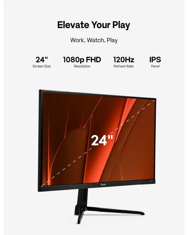 Alt view image 3 of 6 - PX246 Wave 24 inch 120Hz Refresh Rate FHD 1080p Resolution IPS Panel 4ms GTG Response Time Gaming Monitor with Adaptive Sync