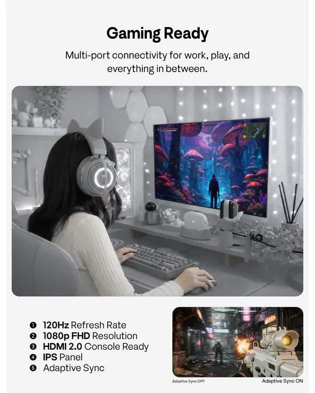 Alt view image 6 of 6 - PX246 Wave 24 inch 120Hz Refresh Rate FHD 1080p Resolution IPS Panel 4ms GTG Response Time Gaming Monitor with Adaptive Sync