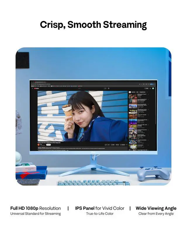 Alt view image 5 of 6 - PX246 Wave Blue 24 inch 120Hz Refresh Rate FHD 1080p Resolution IPS Panel 4ms GTG Response Time Gaming Monitor with Adaptive Sync