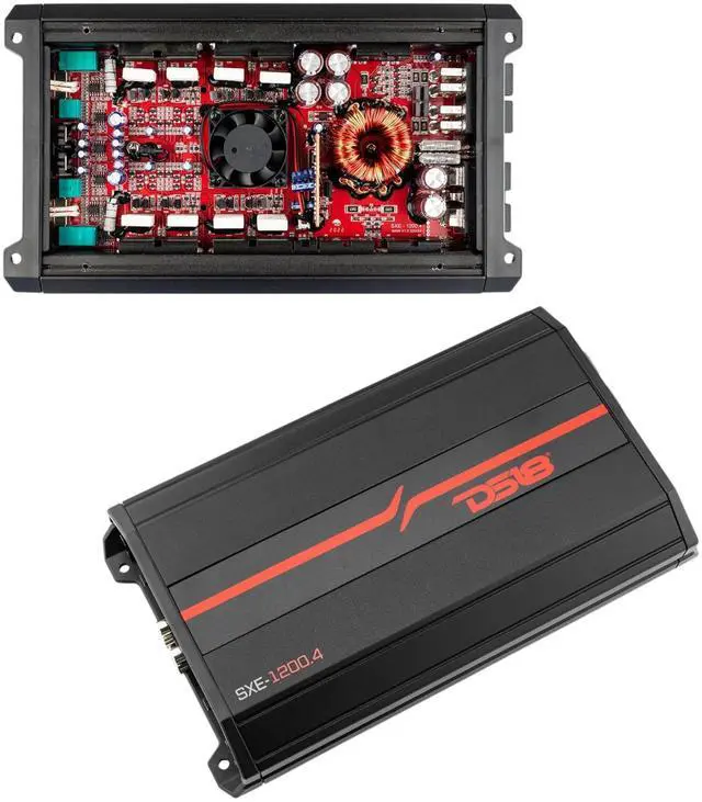 Main image of SXE-1200.4/BK Car Amplifier Stereo Full-Range Class A/B 4-Channel 60x4 RMS @4 OHM 1200 Watts - Powerful and Compact Amp for Speakers in Car Audio System
