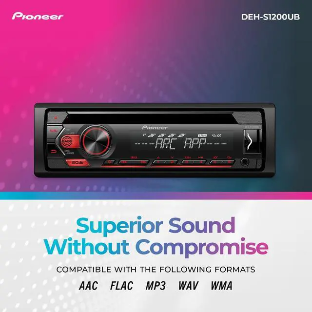 Alt view image 4 of 5 - DEH-S1200UB 1-Din CD Receiver USB, AUX, FLAC Playback, AM/FM Radio, 50W x 4 Output, MIXTRAX, Detachable Face, Preset EQ, Bass Boost, Remote Control Included