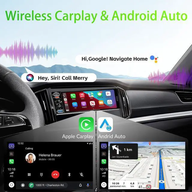 Alt view image 2 of 6 - Single Din Radio Car Stereo with Wireless Apple Carplay & Android Auto, 6.5" IPS Touchscreen Car Radio with Bluetooth 1080P Backup Camera Navigation Mirror Link AM/FM USB & Type-C Fast Charging EQ SWC