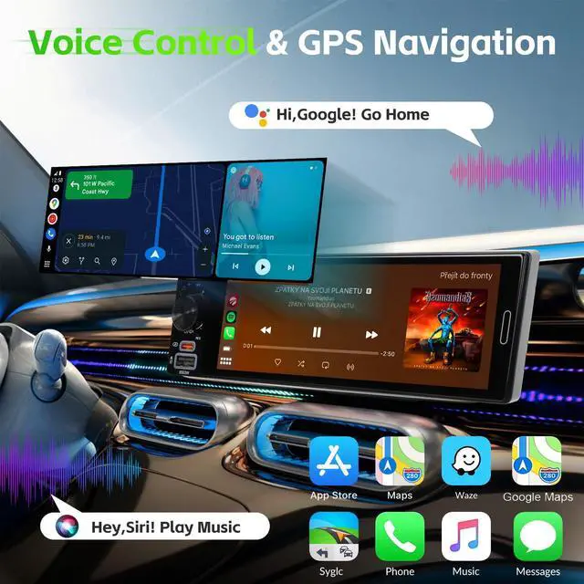 Alt view image 3 of 6 - Single Din Radio Car Stereo with Wireless Apple Carplay & Android Auto, 6.5" IPS Touchscreen Car Radio with Bluetooth 1080P Backup Camera Navigation Mirror Link AM/FM USB & Type-C Fast Charging EQ SWC