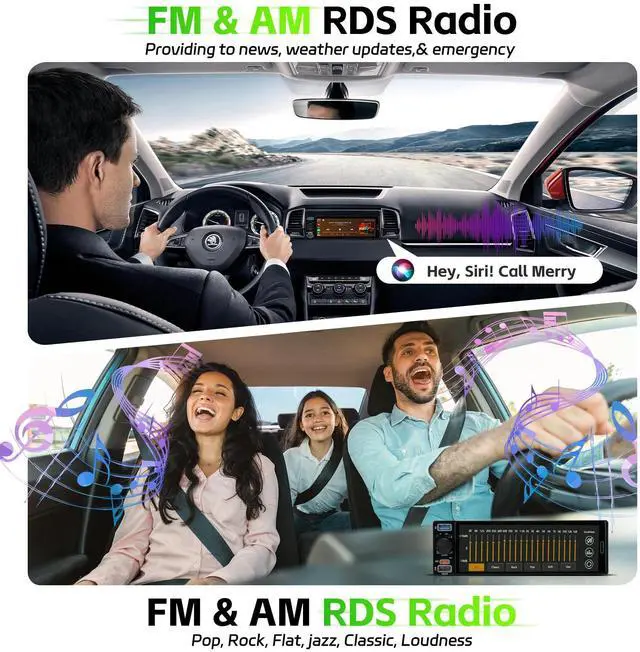 Alt view image 6 of 6 - Single Din Radio Car Stereo with Wireless Apple Carplay & Android Auto, 6.5" IPS Touchscreen Car Radio with Bluetooth 1080P Backup Camera Navigation Mirror Link AM/FM USB & Type-C Fast Charging EQ SWC
