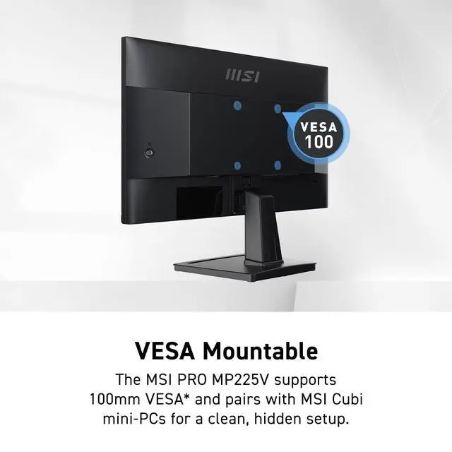 Alt view image 6 of 6 - PRO MP225V, 22-inch, 1920 x 1080 (FHD) Computer Monitor, 100Hz, Adaptive-Synch, HDMI, Video Port, Low Blue Light, Eye-Q Check, VESA Mountable, Tilt, 1ms, Black
