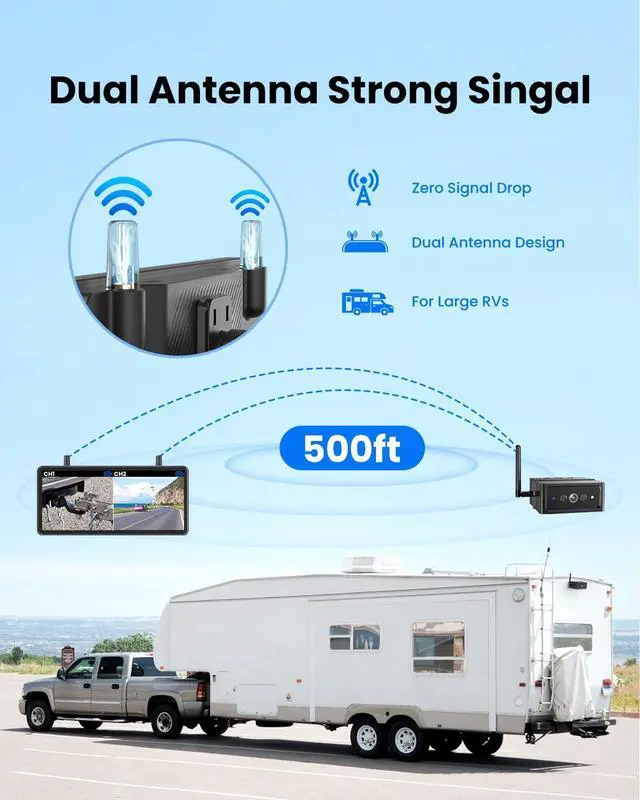 Alt view image 2 of 6 - AUTO VOX Wireless Backup Camera Magnetic:Portable No Wiring 1 Min Install Trailer Hitch Camera,2-Channel HD 1080P Car Monitor & IR Night Vision Back Up Camera Systems for Truck,RV (7.2 inch Dual cam)