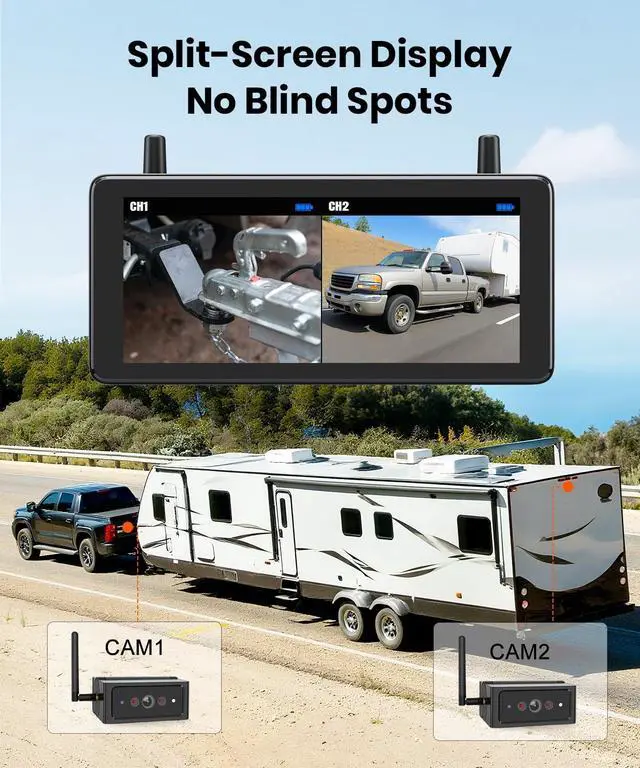 Alt view image 6 of 6 - AUTO VOX Wireless Backup Camera Magnetic:Portable No Wiring 1 Min Install Trailer Hitch Camera,2-Channel HD 1080P Car Monitor & IR Night Vision Back Up Camera Systems for Truck,RV (7.2 inch Dual cam)