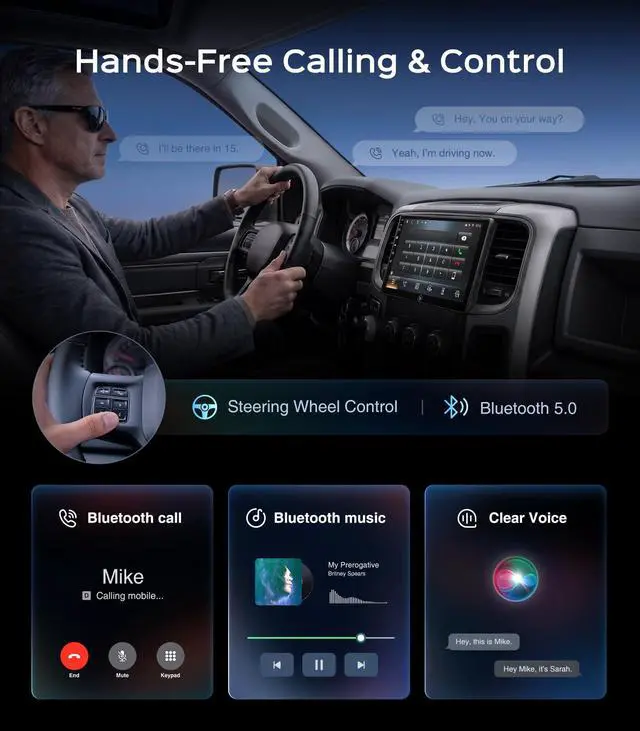 Alt view image 6 of 6 - 10.2inch Car Stereo Radio for Dodge Ram Pickup 1500 2500 3500 2013 2014 2015 2016 2017 2018 2G+32G with Wireless carplay/Android auto/Touchscreen/Android13/GPS Navigation/HD Backup Camera