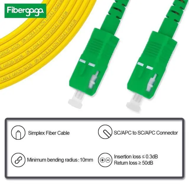 Alt view image 2 of 6 - 100m(328ft) OS2 SC/APC to SC/APC Fiber Patch Cable Single Mode, Simplex, Length Option: 0.5M(1.6ft)-100m(328ft) 9/125µm 2.0mm Diameter Internet Fiber Optic Cable, OS1/OS2 Compatible