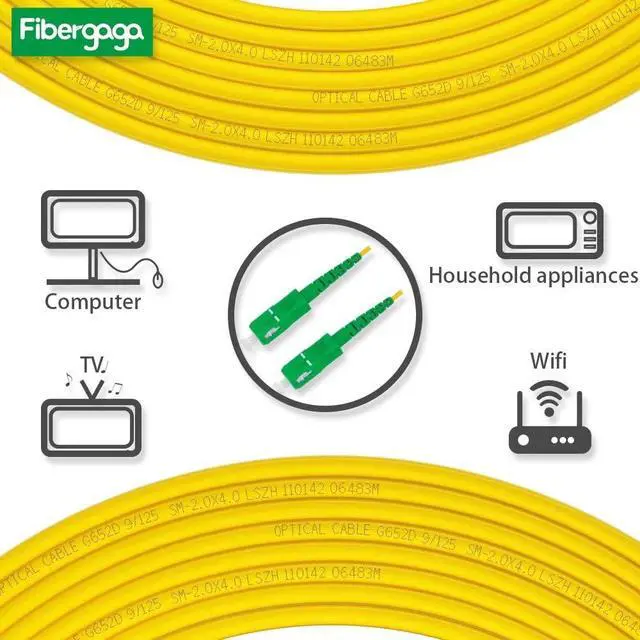 Alt view image 3 of 6 - 100m(328ft) OS2 SC/APC to SC/APC Fiber Patch Cable Single Mode, Simplex, Length Option: 0.5M(1.6ft)-100m(328ft) 9/125µm 2.0mm Diameter Internet Fiber Optic Cable, OS1/OS2 Compatible