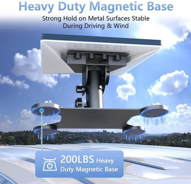 Alt view image 4 of 6 - Starlink Mini Mount, Magnetic with 200lbs Heavy Duty Magnet Base, Up to 45° Angle Adjustable Lockable Bracket, Stainless Steel Mount for RV, Car, Boat & Truck Starlink Mini Accessories