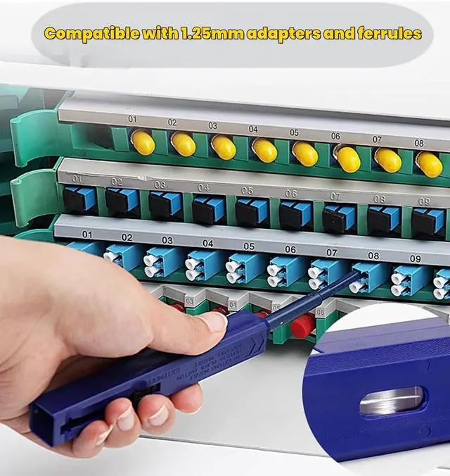 Alt view image 3 of 6 - LC Fiber Cleaner Pen - 10 Pack - 1.25mm LC Fiber Optic Cleaning Pen with Dual Action Connector Cleaner & Endface Cleaning Action