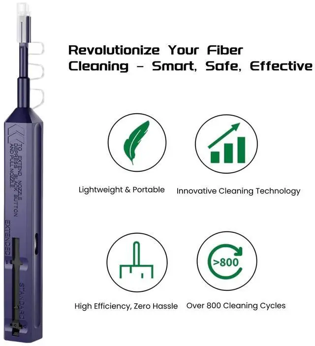 Alt view image 5 of 6 - LC Fiber Cleaner Pen - 10 Pack - 1.25mm LC Fiber Optic Cleaning Pen with Dual Action Connector Cleaner & Endface Cleaning Action