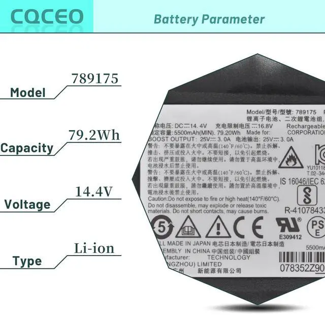 Alt view image 3 of 6 - 789175 078592 Battery for Bose S1 Pro Multi-Position PA Speaker 789175-0110 4INR19/66-2 4ICR19/66-2 (14.4V 5500mAh)