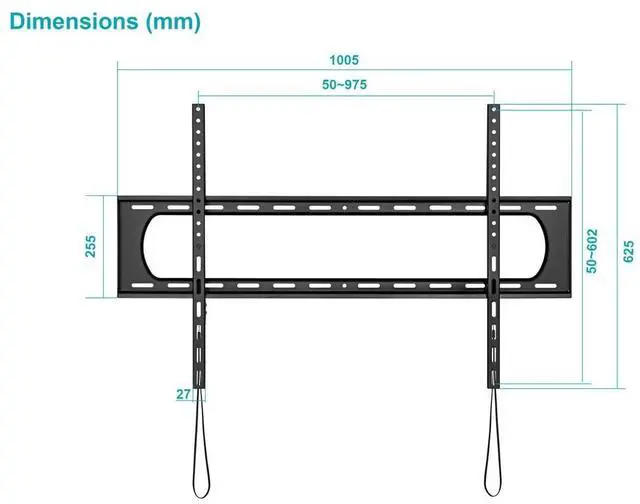 Alt view image 2 of 6 - Low Profile Fixed TV Wall Mount - TVs 60in-100in, Up To 220 lbs, VESA 900x600 - EZ Series