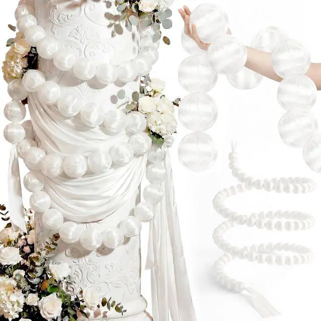 Main image of Wedding Pearl Ball Garland Ornament Beads Wedding Hanging Ball Garland Decor for Bridal Shower Engagement Baby Shower Photo Background Decoration and Decor DIY Craft (3.1inch X 197inch)