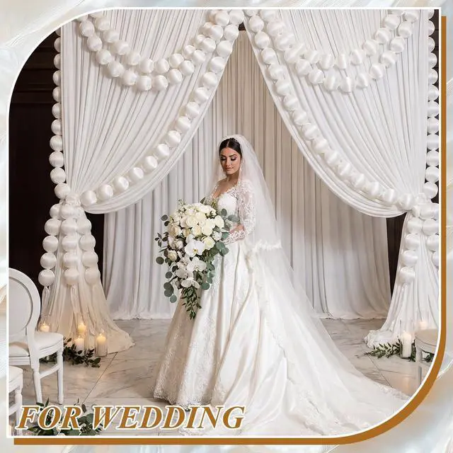 Alt view image 2 of 6 - Wedding Pearl Ball Garland Ornament Beads Wedding Hanging Ball Garland Decor for Bridal Shower Engagement Baby Shower Photo Background Decoration and Decor DIY Craft (3.1inch X 197inch)