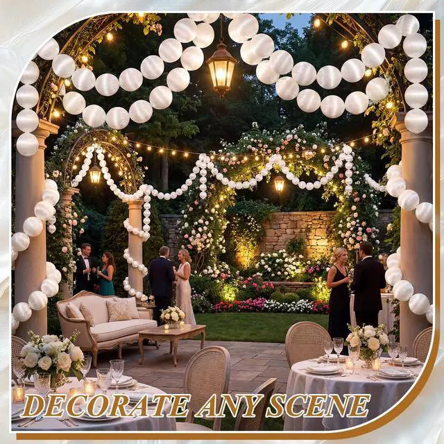 Alt view image 4 of 6 - Wedding Pearl Ball Garland Ornament Beads Wedding Hanging Ball Garland Decor for Bridal Shower Engagement Baby Shower Photo Background Decoration and Decor DIY Craft (3.1inch X 197inch)
