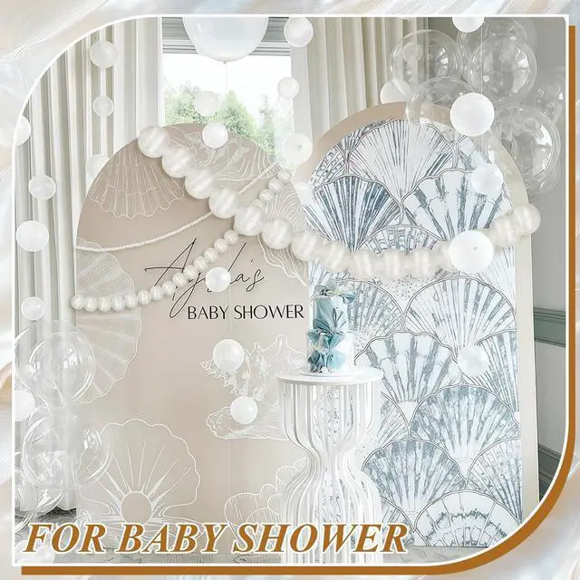 Alt view image 5 of 6 - Wedding Pearl Ball Garland Ornament Beads Wedding Hanging Ball Garland Decor for Bridal Shower Engagement Baby Shower Photo Background Decoration and Decor DIY Craft (3.1inch X 197inch)