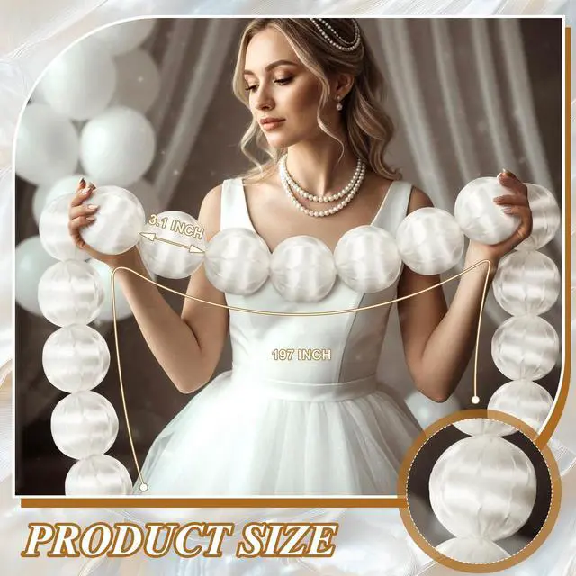 Alt view image 6 of 6 - Wedding Pearl Ball Garland Ornament Beads Wedding Hanging Ball Garland Decor for Bridal Shower Engagement Baby Shower Photo Background Decoration and Decor DIY Craft (3.1inch X 197inch)