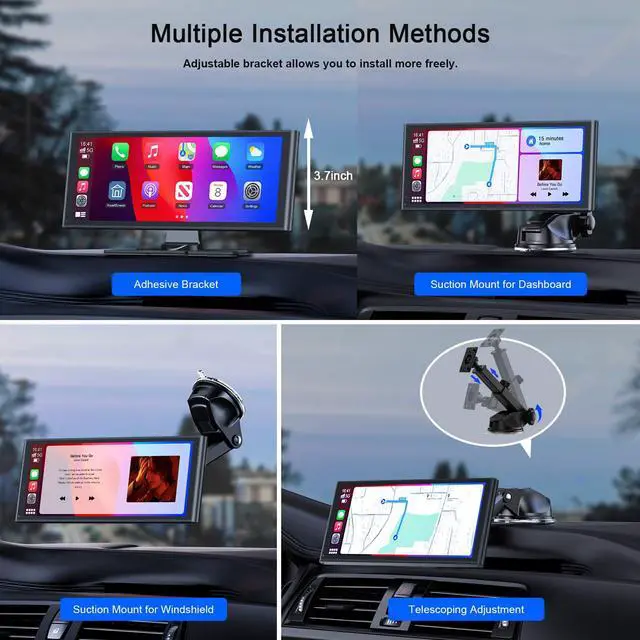 Alt view image 5 of 6 - 9.26" Portable Carplay Screen for Car with Wireless Apple Car Play & Android Auto Touch Screen, OTA Upgrade, Backup Camera, Voice Control, GPS Navigation, Mirror Link, Bluetooth 5.0, FM, AUX