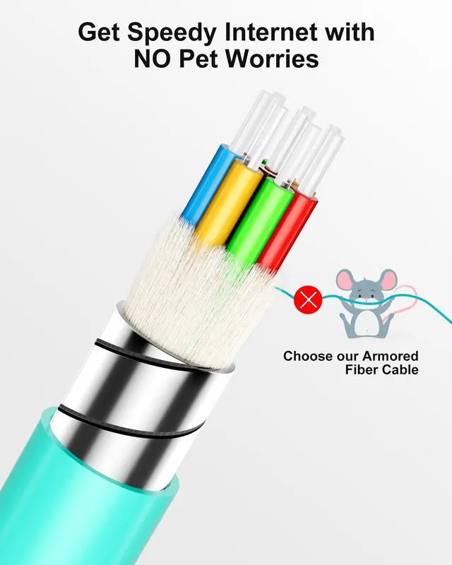 Alt view image 3 of 6 - MPO to MPO OM3 Armored Fiber Optic Cable 8-Core 40/100G 25m (82ft) LSZH Jacket, Multimode 50/125m, UPC Polished, Female-Female, for Enterprise Networks