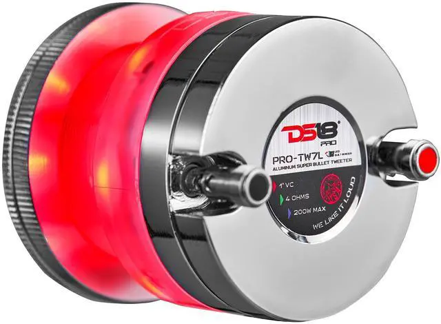 Alt view image 4 of 6 - PRO-TW7L RGB Aluminum Super Bullet Tweeter with Neodymium Magnet- 1" Voice Coil, Polycarbonate Body and Bullet, 200W Max,100W RMS, 4 Ohms, Built in Crossover-PRO (1 Speaker)