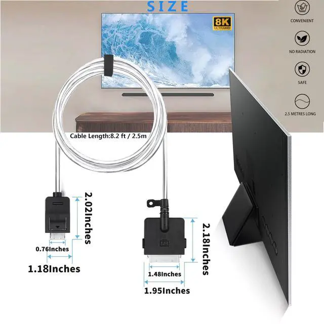 Alt view image 5 of 6 - One Invisible Connection Cable BN39-02688A for TV Neo QLED 8K Smart TV Model QN95A, QN700A, QN800A, QN900A, 8FT (2.5M), Silver, NOT fit TV Frame TV