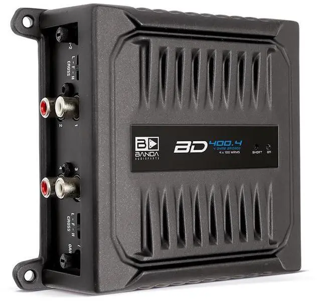 Main image of Banda Audiopart BD-400.4 4 Channel Amplifier Car Audio - 400W RMS Full Range 4 Channel Amp for Door Speakers, Mini Car Amplifier, Multi-Speaker Systems, Small 4 Channel Amp