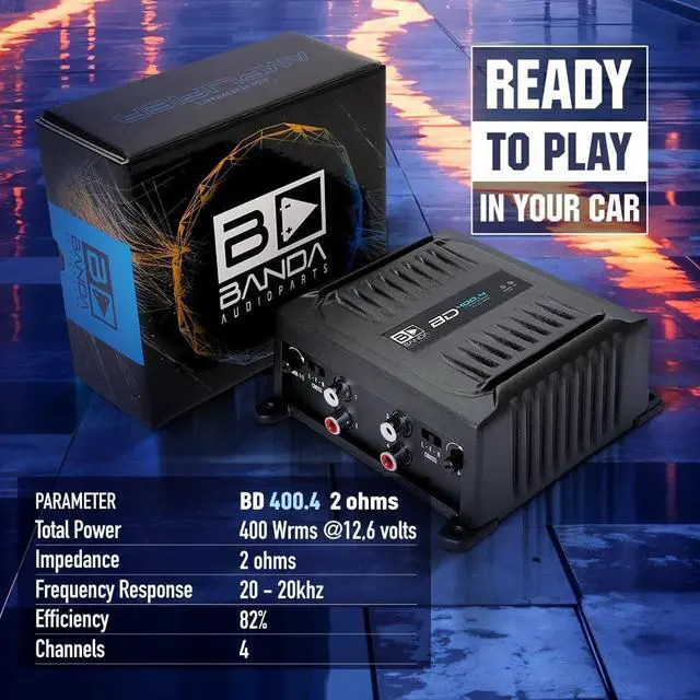 Alt view image 6 of 6 - Banda Audiopart BD-400.4 4 Channel Amplifier Car Audio - 400W RMS Full Range 4 Channel Amp for Door Speakers, Mini Car Amplifier, Multi-Speaker Systems, Small 4 Channel Amp
