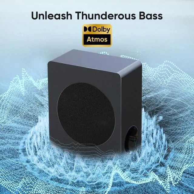 Alt view image 4 of 6 - Sound bar with subwoofer, 200W 2.1 ch soundbar w/Dolby Atmos Surround Sound System, 3D Bass Adjustable Home Theater Bluetooth TV Speaker for Smart TV/Projector/PC