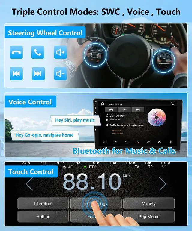 Alt view image 5 of 6 - Android Radio Stereo for Honda Civic 2016 2017 2018 2019 2020 2021 Wirelss Apple CarPlay Android Auto Mirrorlonk Support FM RDS DSP HiFi SWC BT GPS Camera (Honda Civic 2016-2021,8 Core,4GB+64GB)