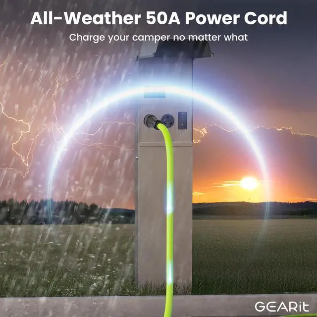 Alt view image 5 of 6 - 50-Amp Generator Extension Cord (15 Ft) Inline NEMA 14-50P to SS2-50R Twist Lock Connector STW 6/3+8/1 AWG 125/250V for 50A Power Inlet Box, RV Camper, Generator to House - 15 feet