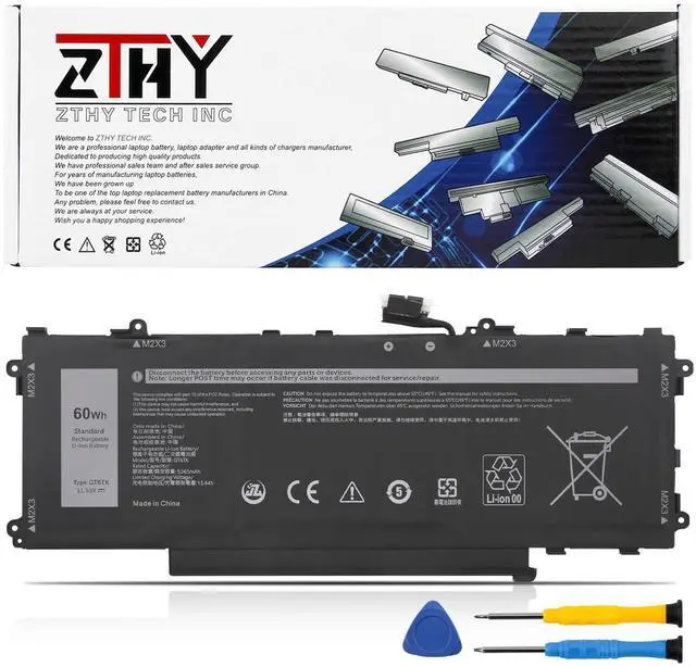 Main image of GT6TK Battery 60Wh 3-Cell Replacement for Dell Latitude 9440 2-in-1 Latitude 9450 2-in-1 Series Laptop K2CPY 0K2CPY MWK05 0MWK05 11.55V 5065mAh