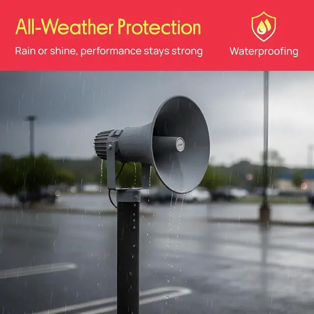 Alt view image 6 of 6 - PA Horn Speaker - 16' 80W Compact Loud Sound Megaphone with 400Hz-5KHz Frequency, 16 Ohm, 100V/70V Transformer, Mounting Bracket, Ideal for Indoor/Outdoor Audio Systems (PHSP16, Gray)