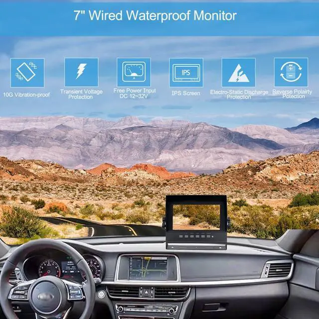 Alt view image 3 of 6 - 7" 1080P AHD Wired Reverse Rear View Backup Camera System,Guide line, Waterproof Monitor& Camera, Night Vision, Vibration-Proof 10G for Tractor/Truck/Excavator/Caravan/Skid Steer/Heavy Equipment