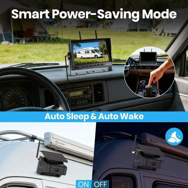 Alt view image 4 of 6 - Magnetic Solar Wireless Backup Camera for Trailer: No Wiring Quick Install 7" HD 2-Split Monitor Rechargeable Battery IP68 Rearview Camera System for RV Truck Camper Horse Trailer Camera