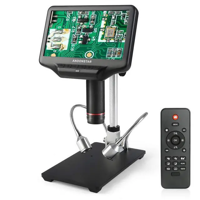 Alt view image 2 of 6 - AD407 3D HDMI Soldering Digital Microscope with 4MP UHD and 7 inch Adjustable LCD Screen USB Video Microscopes for Phone Repairing SMT SMD DIY